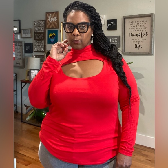 ELOQUII Red long sleeve shirt - Picture 2 of 5